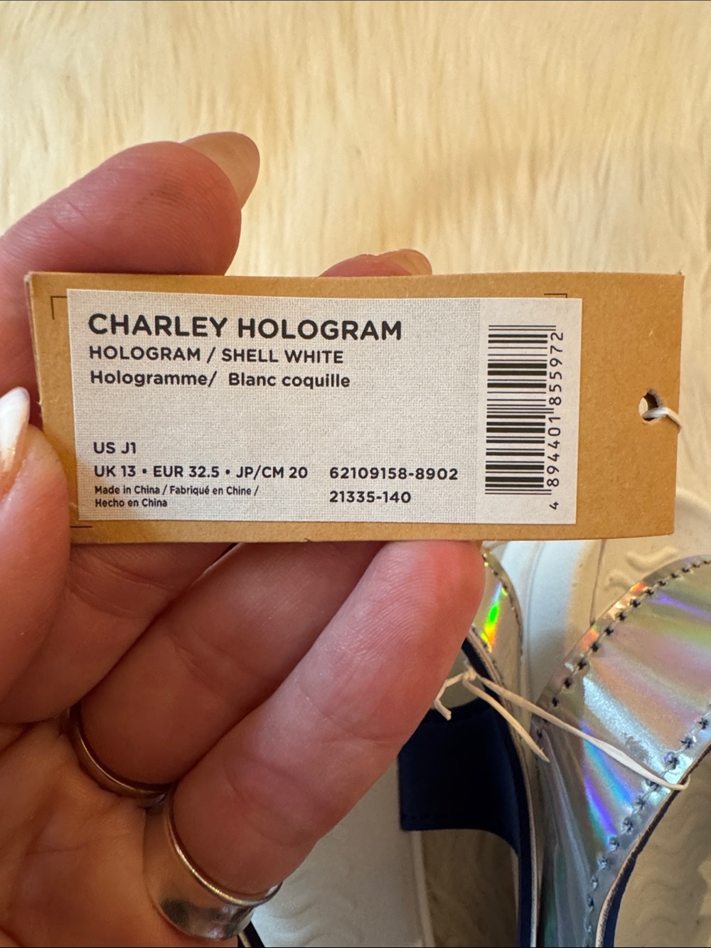 NWT Size 1 Native Shoes Kids Charley Holographic Sandal - Iridescent! - Picture 4 of 14